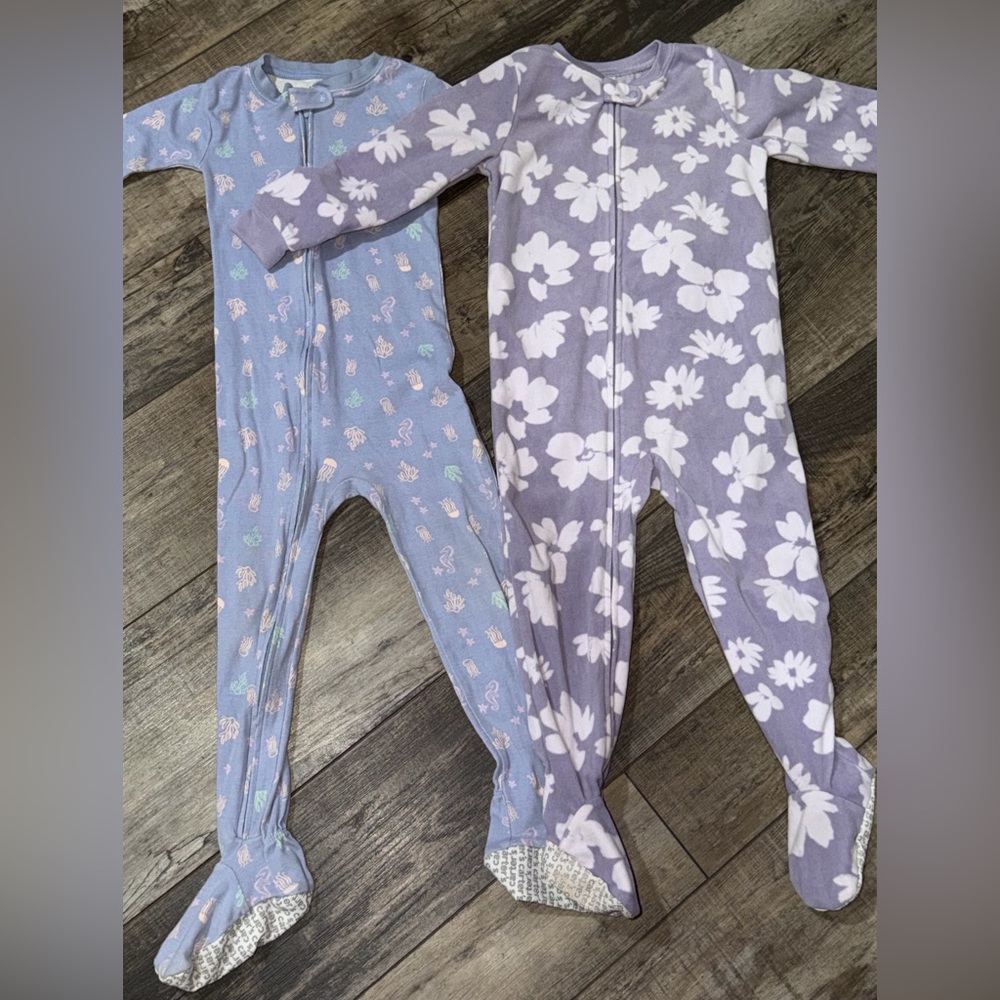 Carter's Purple and Blue Floral Footies
